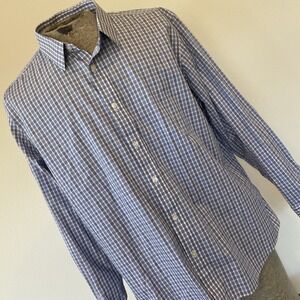 UNTUCKit Mens Shirt XXL 2XL Button Up Wrinkle Free Blue Plaid Long Sleeve EUC